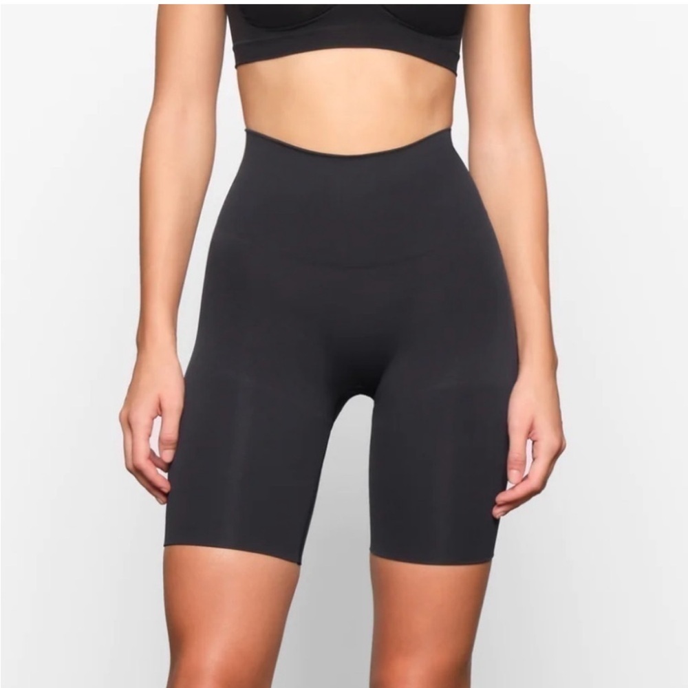 SKIMS Black High-Waisted Shapewear Shorts